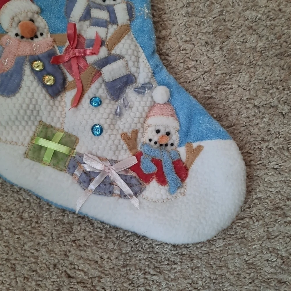 NWOT Crystal Snow decorative Christmas holiday winter snowmen hanging stocking